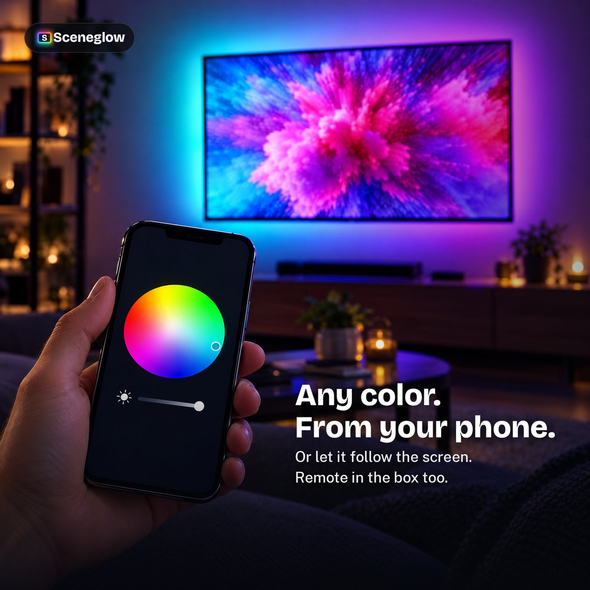 Choosing a color for the TV backlight on a phone