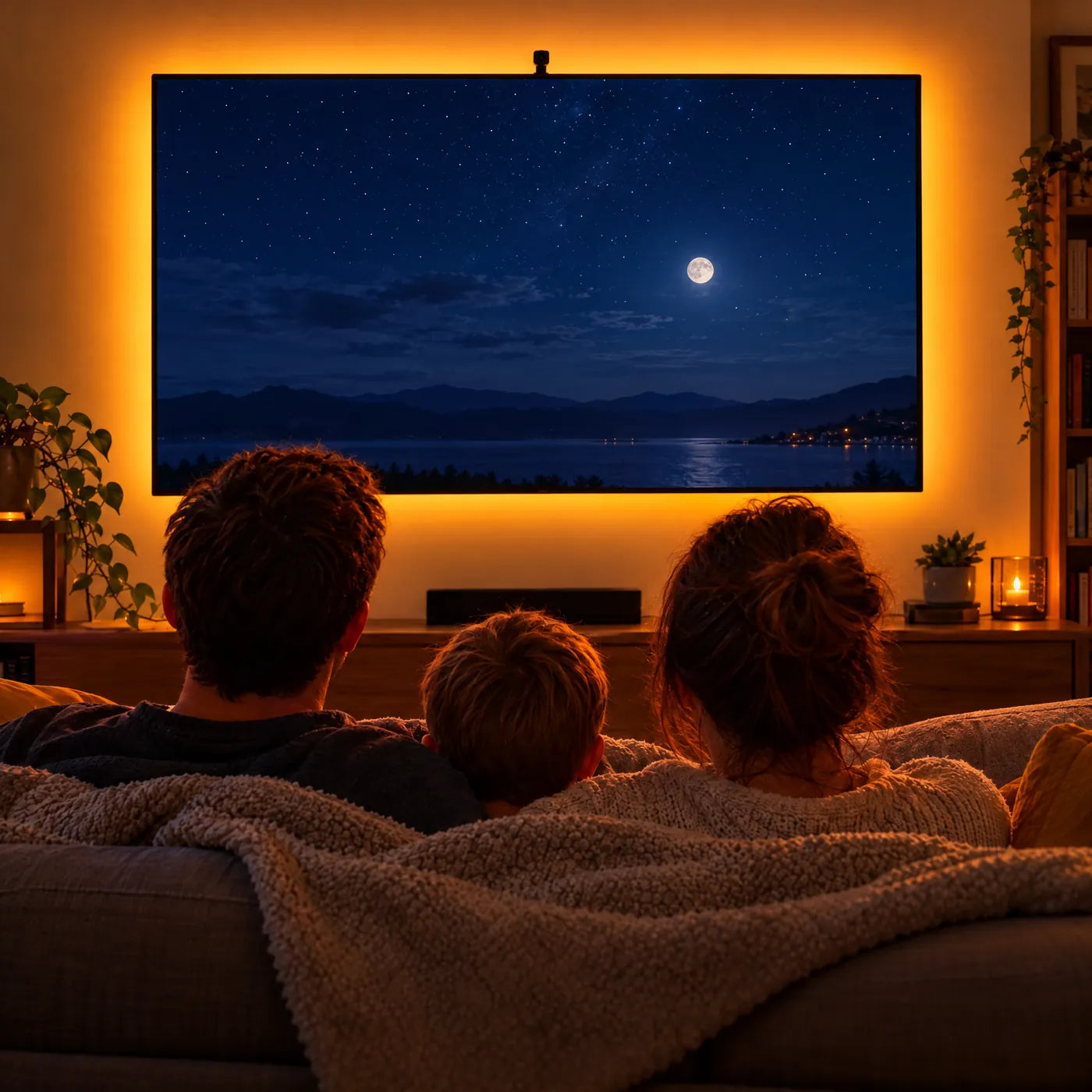 The same TV with the backlight set to one solid color